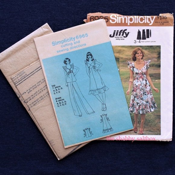 Vintage Sewing Pattern Uncut Simplicity 6965 Cottagecore Dress Top Bust 32-1/2" - Picture 5 of 5